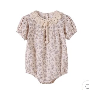 Nou Nelle Baby Girl Floral Crochet Romper, 12m